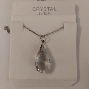 Smokey Crystal Teardrop Necklace 925 SS